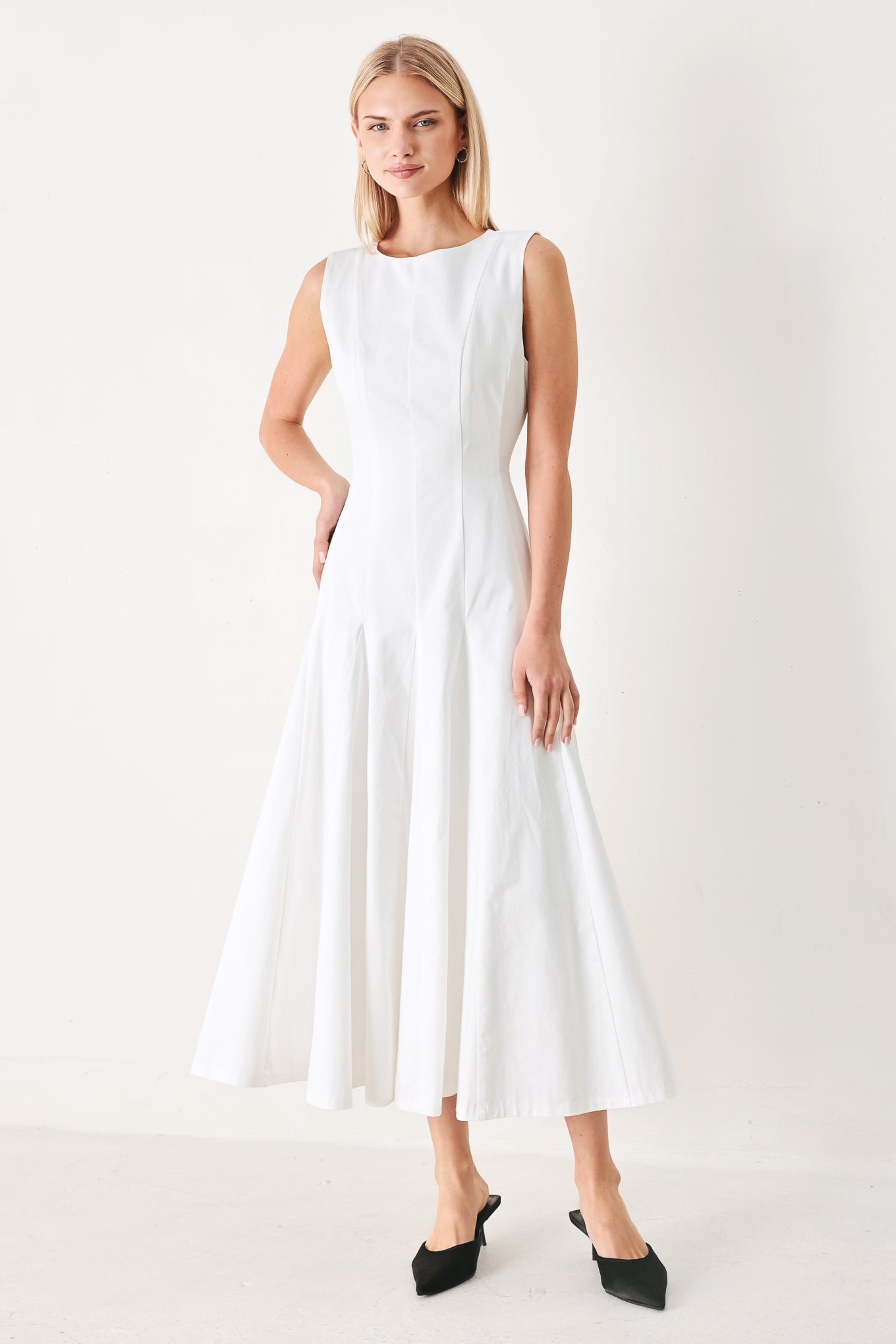 REFINED BEAUTY WOVEN MIDI DRESS - Flying Tomato - Flyclothing LLC