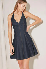DARK WAVE DENIM MINI DRESS - Flying Tomato - Flyclothing LLC