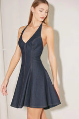 DARK WAVE DENIM MINI DRESS - Flying Tomato - Flyclothing LLC