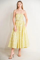 BUTTERCUP BLOOM WOVEN MIDI DRESS - Flying Tomato - Flyclothing LLC