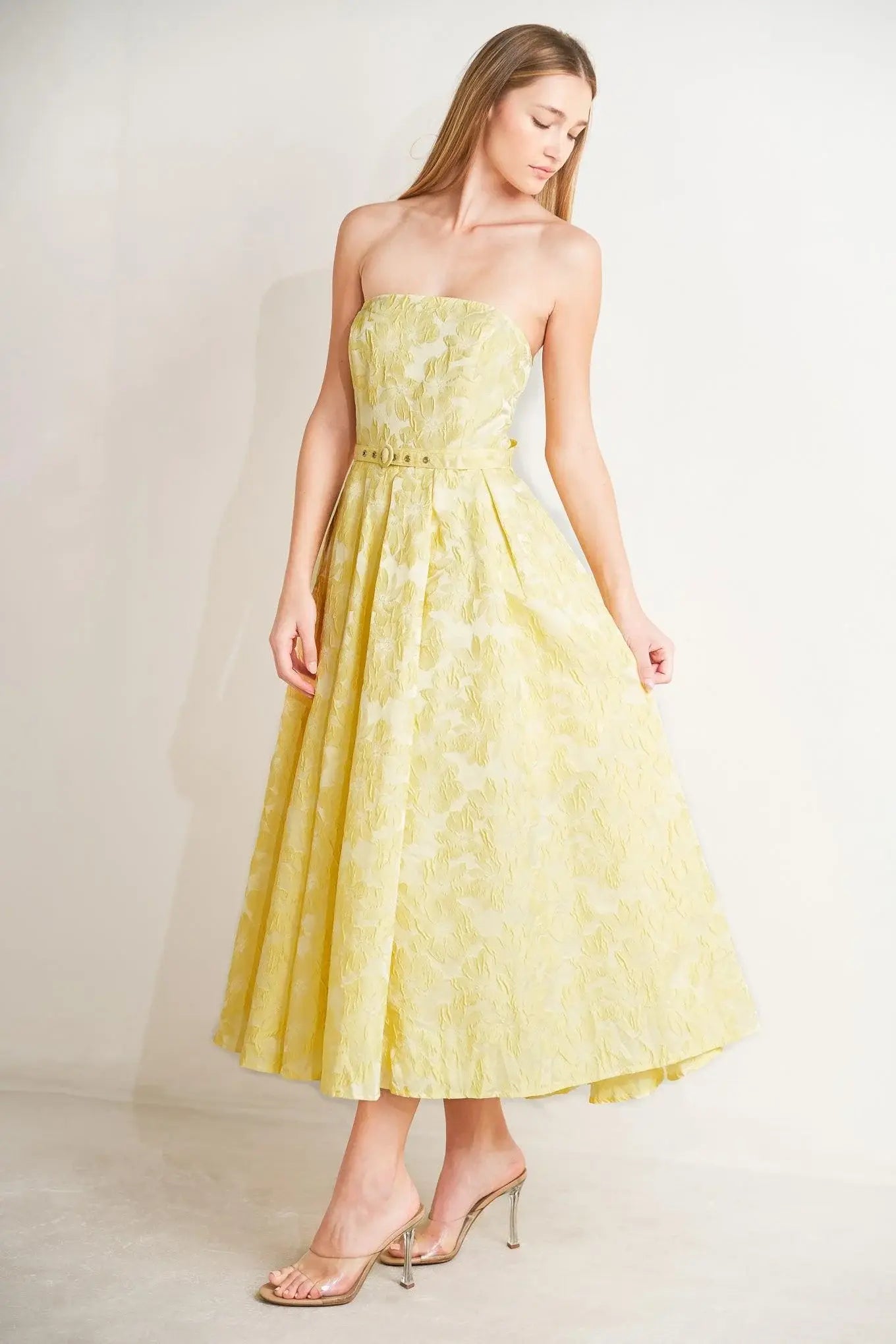 BUTTERCUP BLOOM WOVEN MIDI DRESS - Flying Tomato - Flyclothing LLC