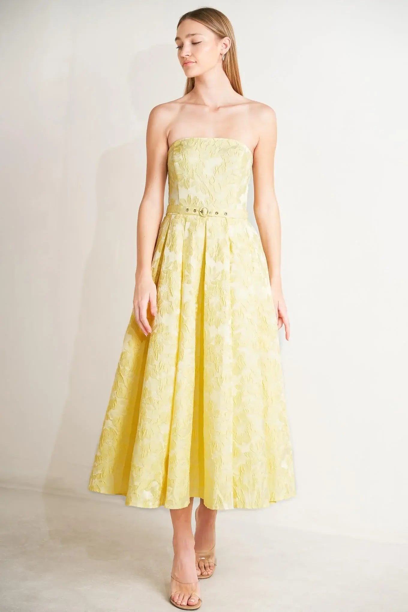 BUTTERCUP BLOOM WOVEN MIDI DRESS - Flying Tomato - Flyclothing LLC