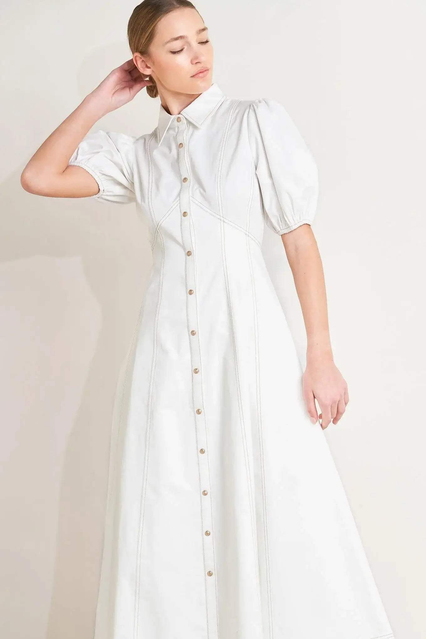 SWEET SOPHISTICATION WOVEN MIDI DRESS - Flying Tomato - Flyclothing LLC