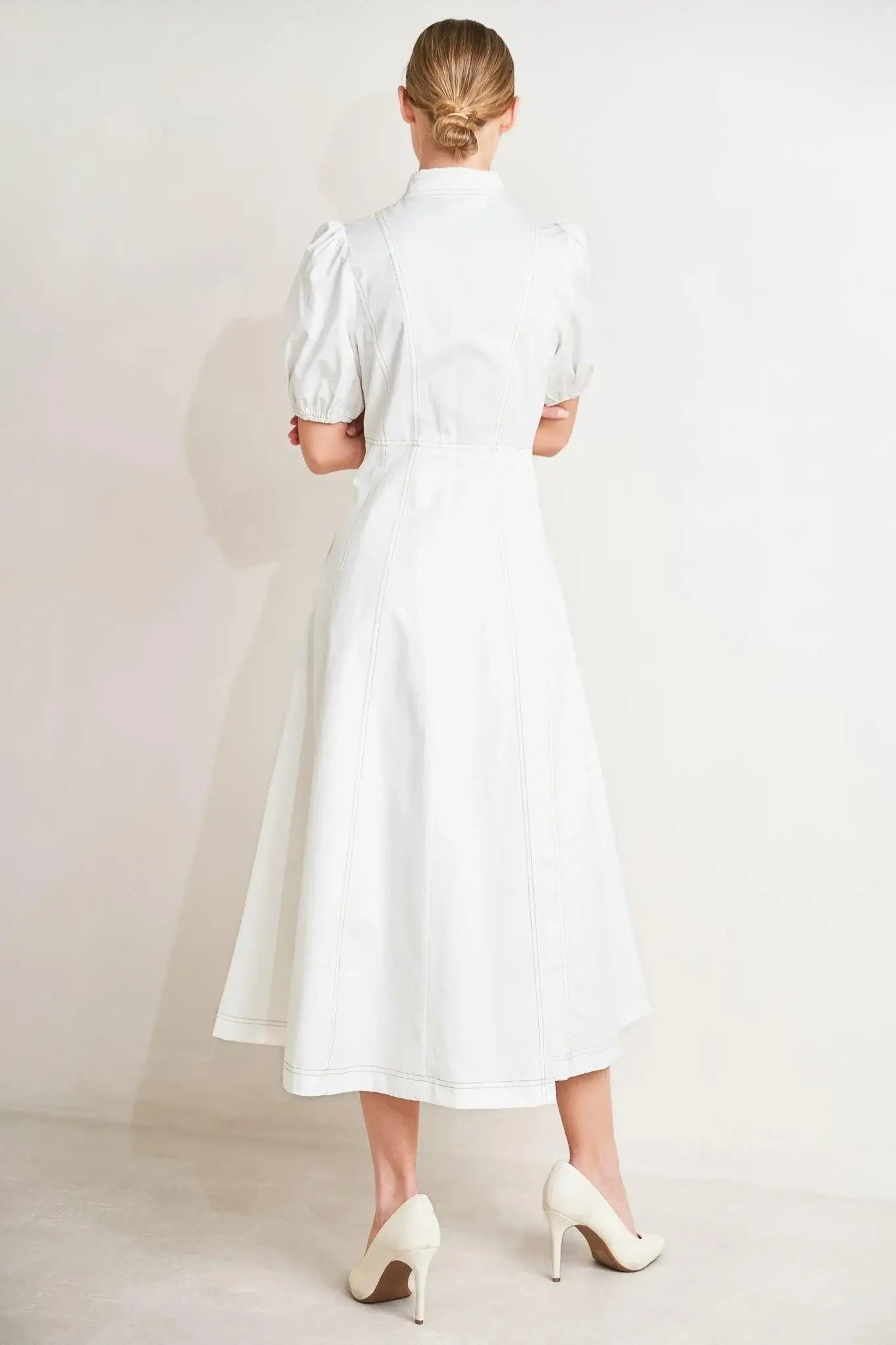 SWEET SOPHISTICATION WOVEN MIDI DRESS - Flying Tomato - Flyclothing LLC