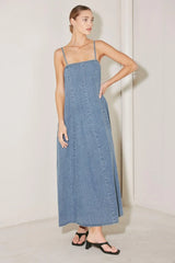 INDIGO WEEKEND THEORY DENIM MIDI DRESS - Flying Tomato - Flyclothing LLC
