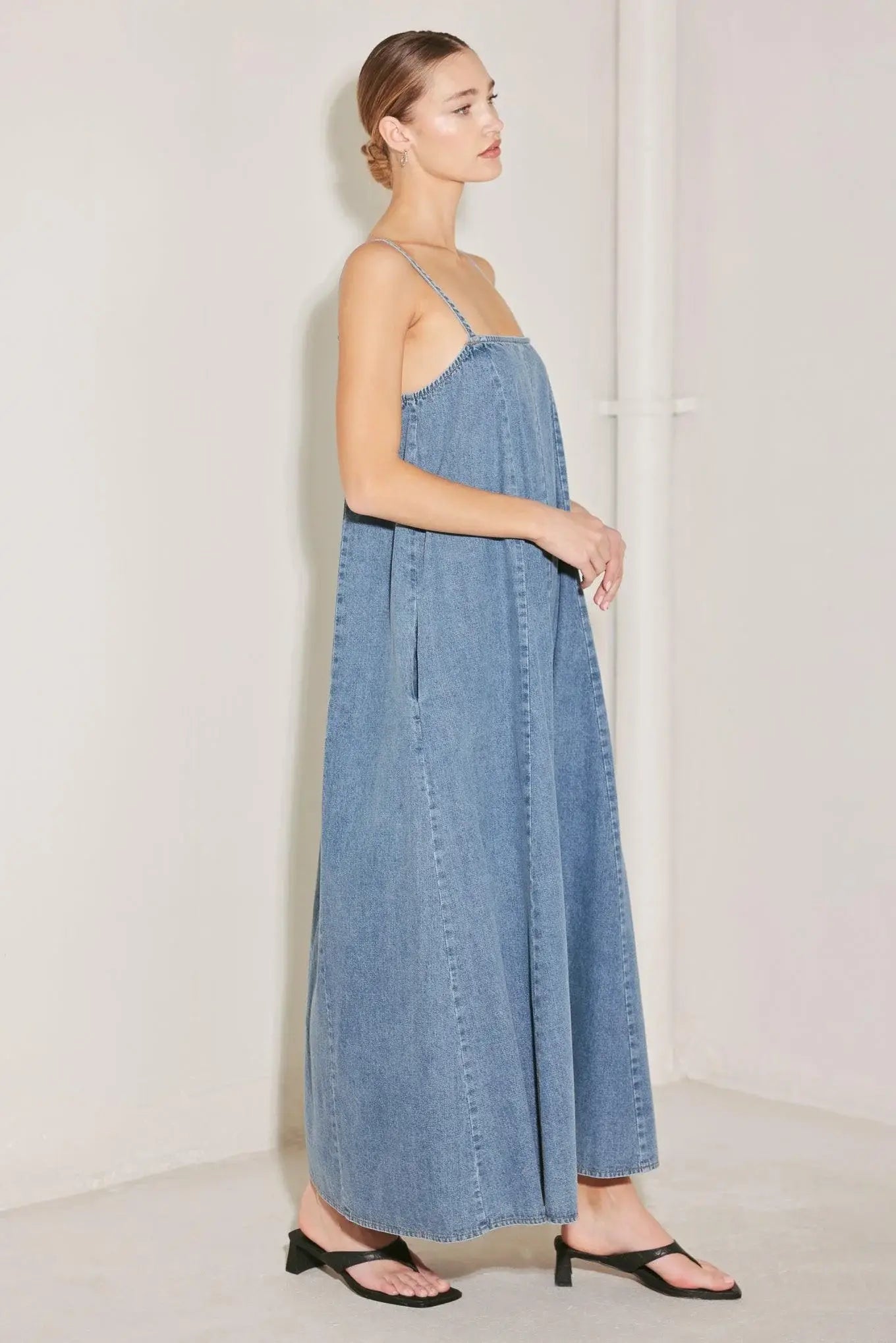 INDIGO WEEKEND THEORY DENIM MIDI DRESS - Flying Tomato - Flyclothing LLC