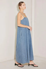 INDIGO WEEKEND THEORY DENIM MIDI DRESS - Flying Tomato - Flyclothing LLC