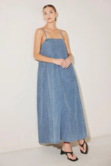 INDIGO WEEKEND THEORY DENIM MIDI DRESS - Flying Tomato - Flyclothing LLC