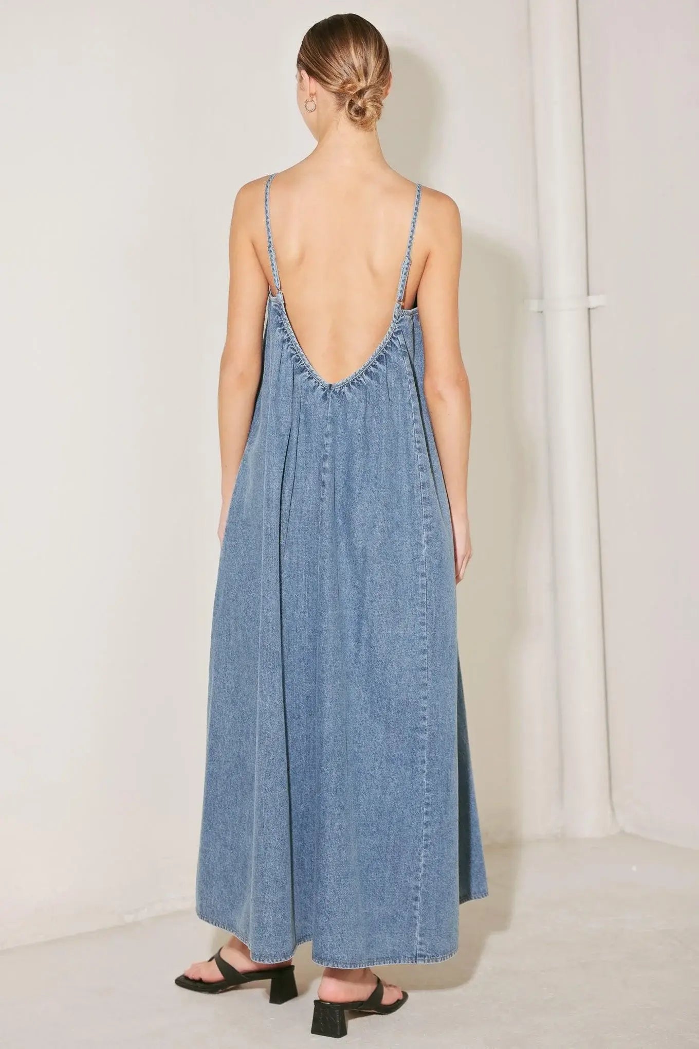 INDIGO WEEKEND THEORY DENIM MIDI DRESS - Flying Tomato - Flyclothing LLC