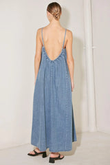 INDIGO WEEKEND THEORY DENIM MIDI DRESS - Flying Tomato - Flyclothing LLC