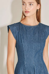 TIMELESS BLUE FORM DENIM MIDI DRESS - Flying Tomato - Flyclothing LLC