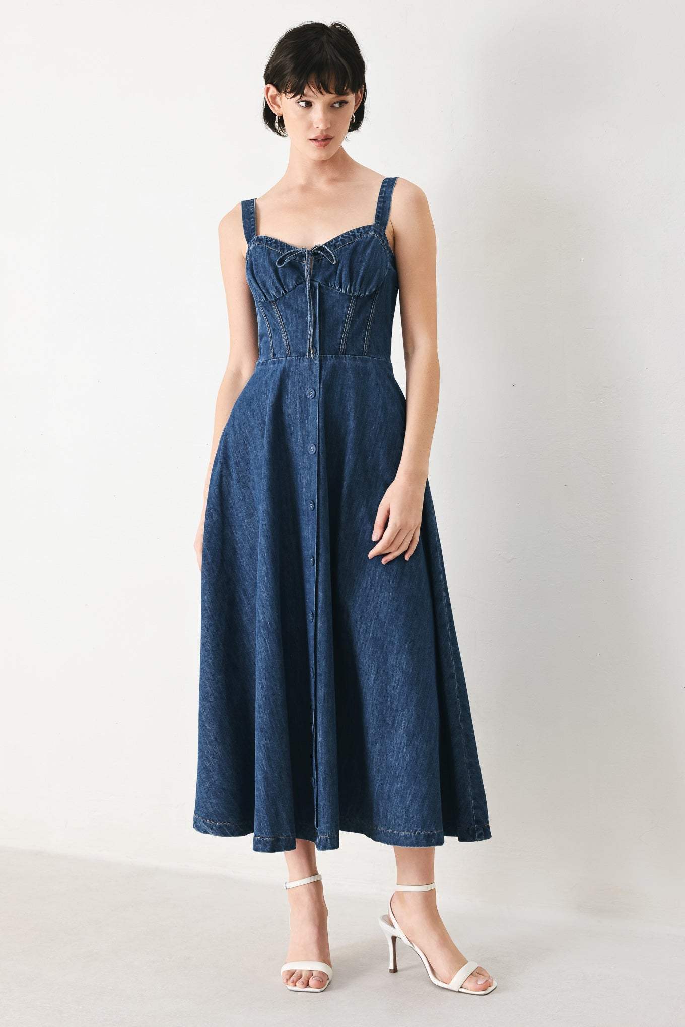 BLUE CRUSH DENIM MIDI DRESS - Flying Tomato - Flyclothing LLC