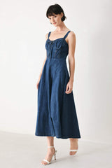 BLUE CRUSH DENIM MIDI DRESS - Flying Tomato - Flyclothing LLC
