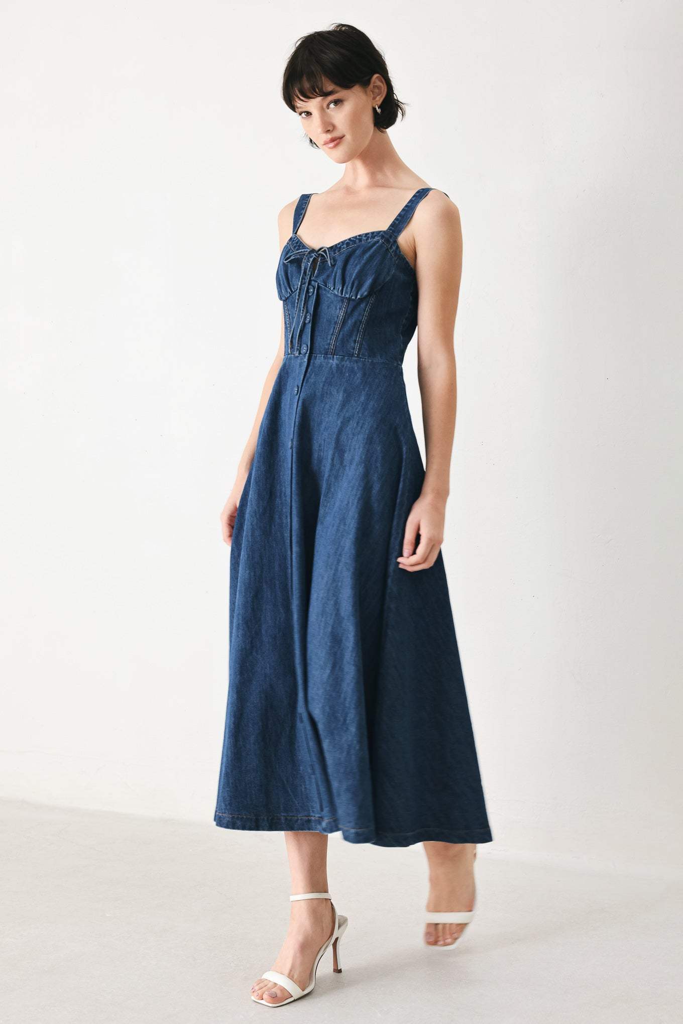 BLUE CRUSH DENIM MIDI DRESS - Flying Tomato - Flyclothing LLC