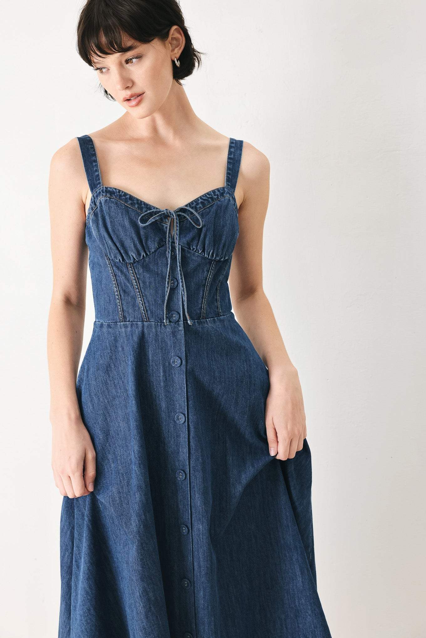BLUE CRUSH DENIM MIDI DRESS - Flying Tomato - Flyclothing LLC