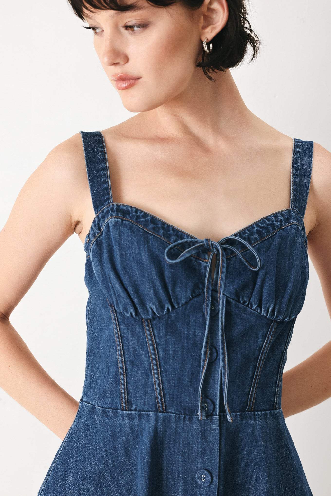 BLUE CRUSH DENIM MIDI DRESS - Flying Tomato - Flyclothing LLC