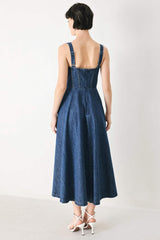 BLUE CRUSH DENIM MIDI DRESS - Flying Tomato - Flyclothing LLC