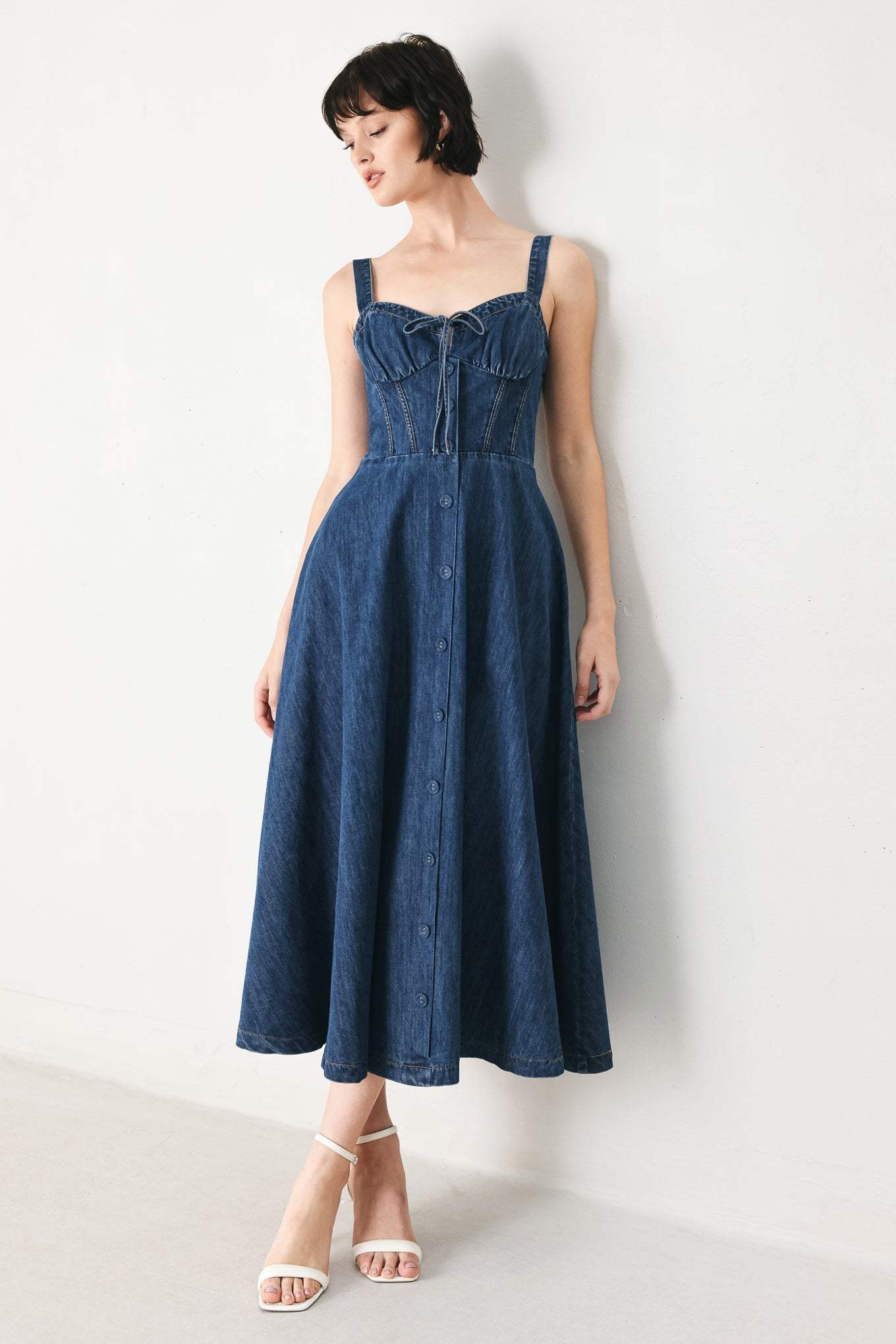 BLUE CRUSH DENIM MIDI DRESS - Flying Tomato - Flyclothing LLC