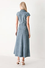 CLASSIC FLOW DENIM MIDI DRESS - Flying Tomato - Flyclothing LLC