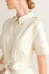 SANDSTONE GRACE WOVEN MIDI SHIRT DRESS - Flying Tomato - Flyclothing LLC