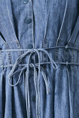 MIDNIGHT FLOW DENIM MIDI DRESS - Flying Tomato - Flyclothing LLC