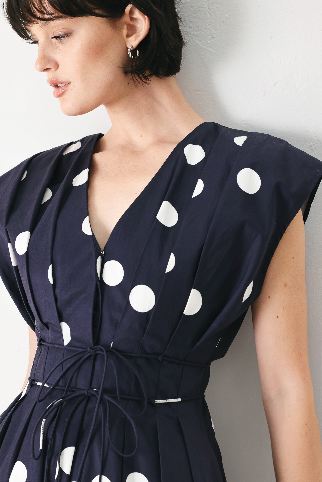 BLUE MOON DOT WOVEN MIDI DRESS - Flying Tomato - Flyclothing LLC