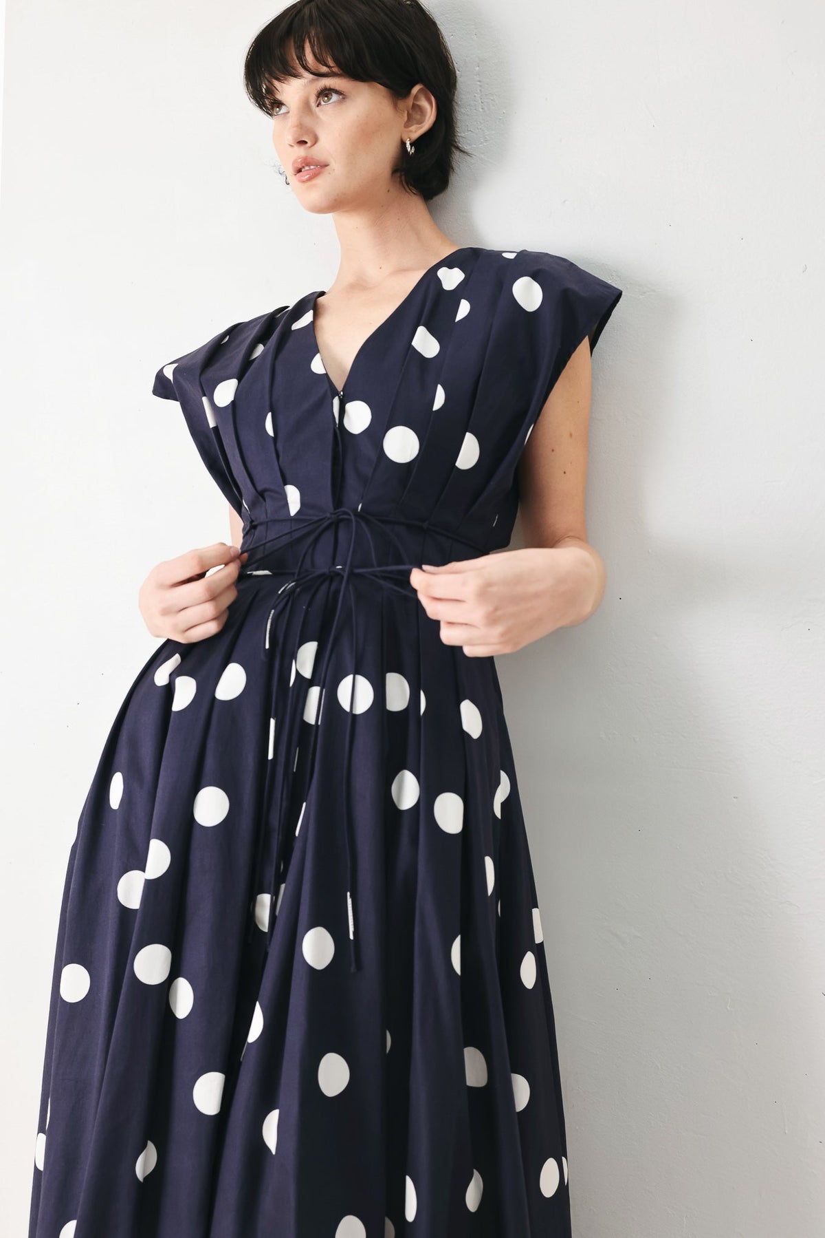 BLUE MOON DOT WOVEN MIDI DRESS - Flying Tomato - Flyclothing LLC