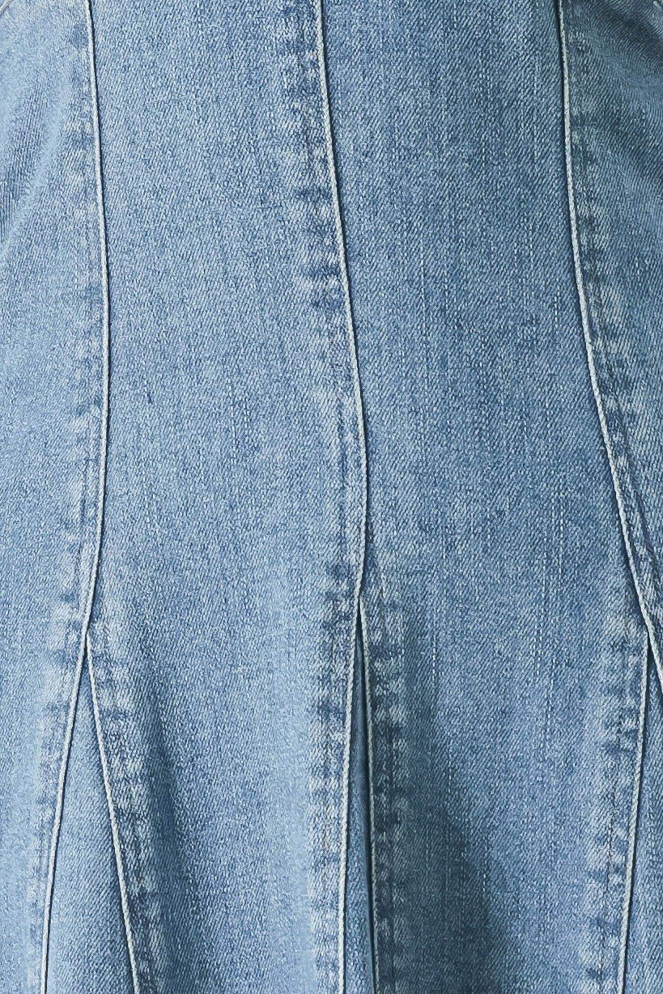 BLUE BLOSSOM DENIM MIDI DRESS - Flying Tomato - Flyclothing LLC