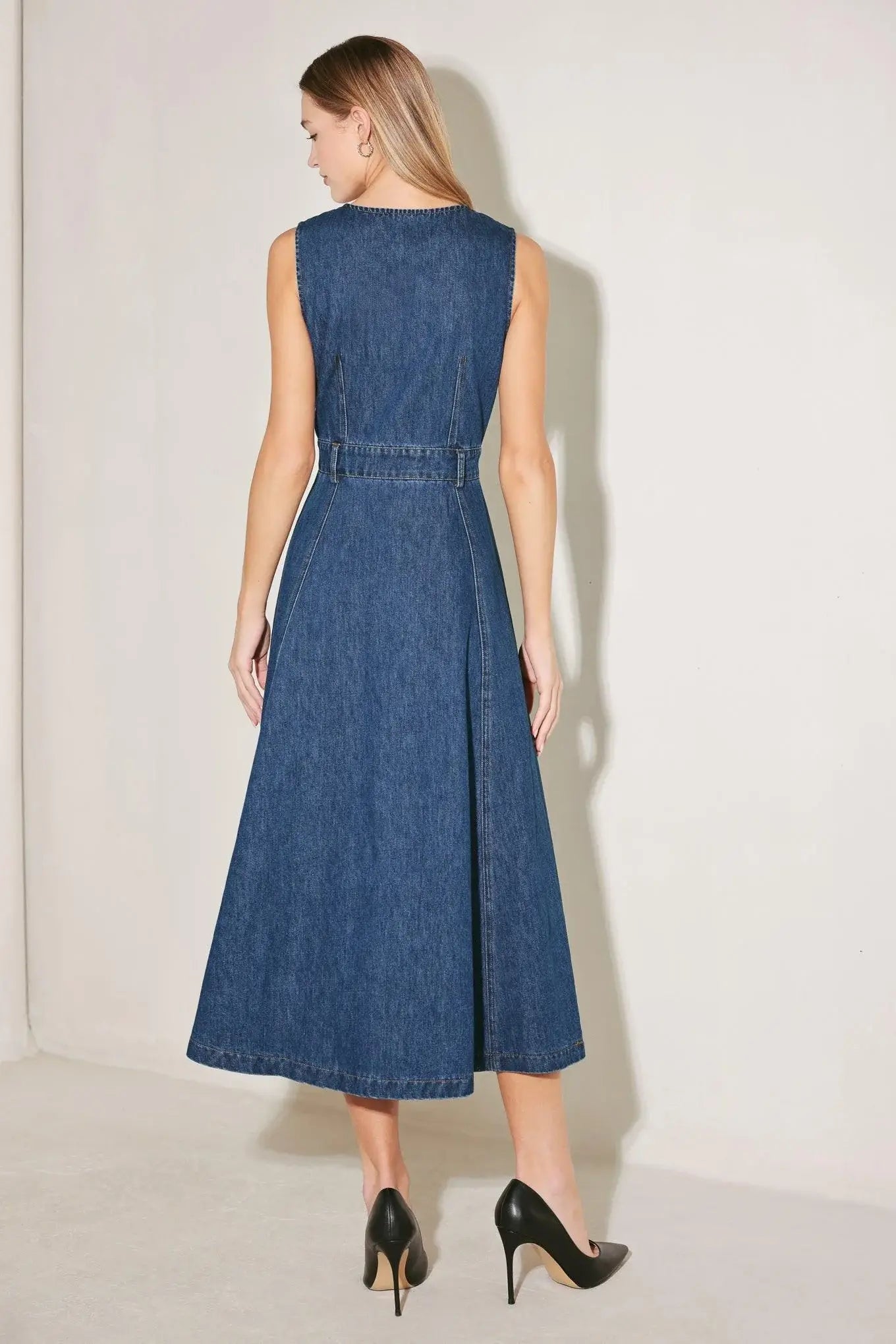 PARIS IN DENIM MIDI DRESS - Flying Tomato - Flyclothing LLC