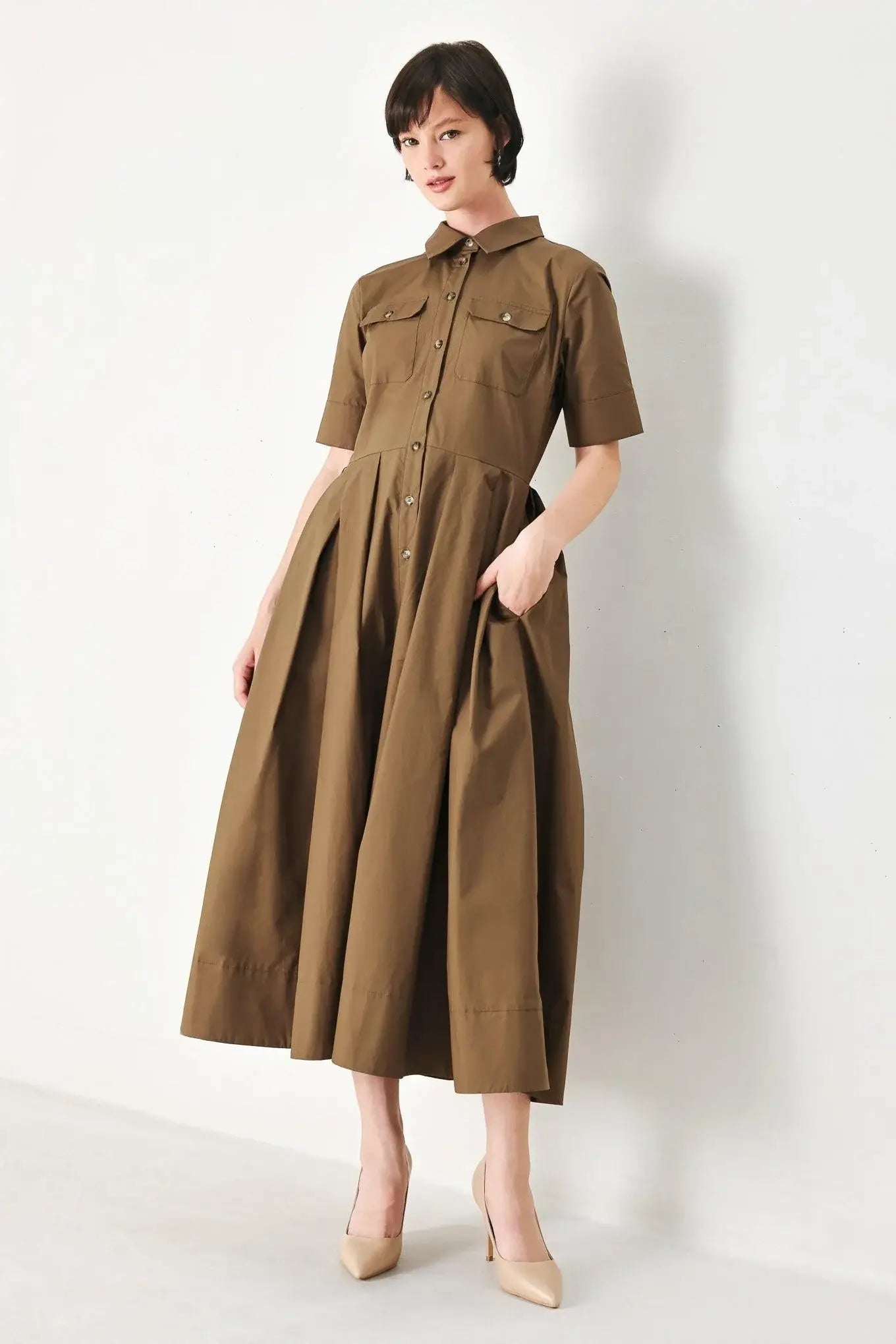 DESERT ICON WOVEN MIDI SHIRT DRESS - Flying Tomato - Flyclothing LLC
