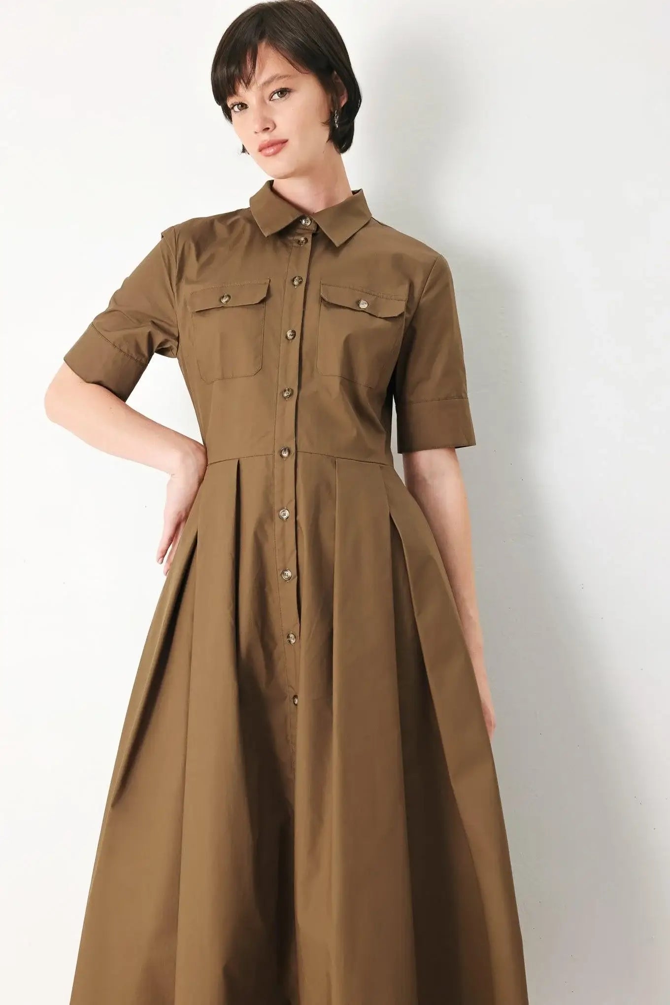 DESERT ICON WOVEN MIDI SHIRT DRESS - Flying Tomato - Flyclothing LLC