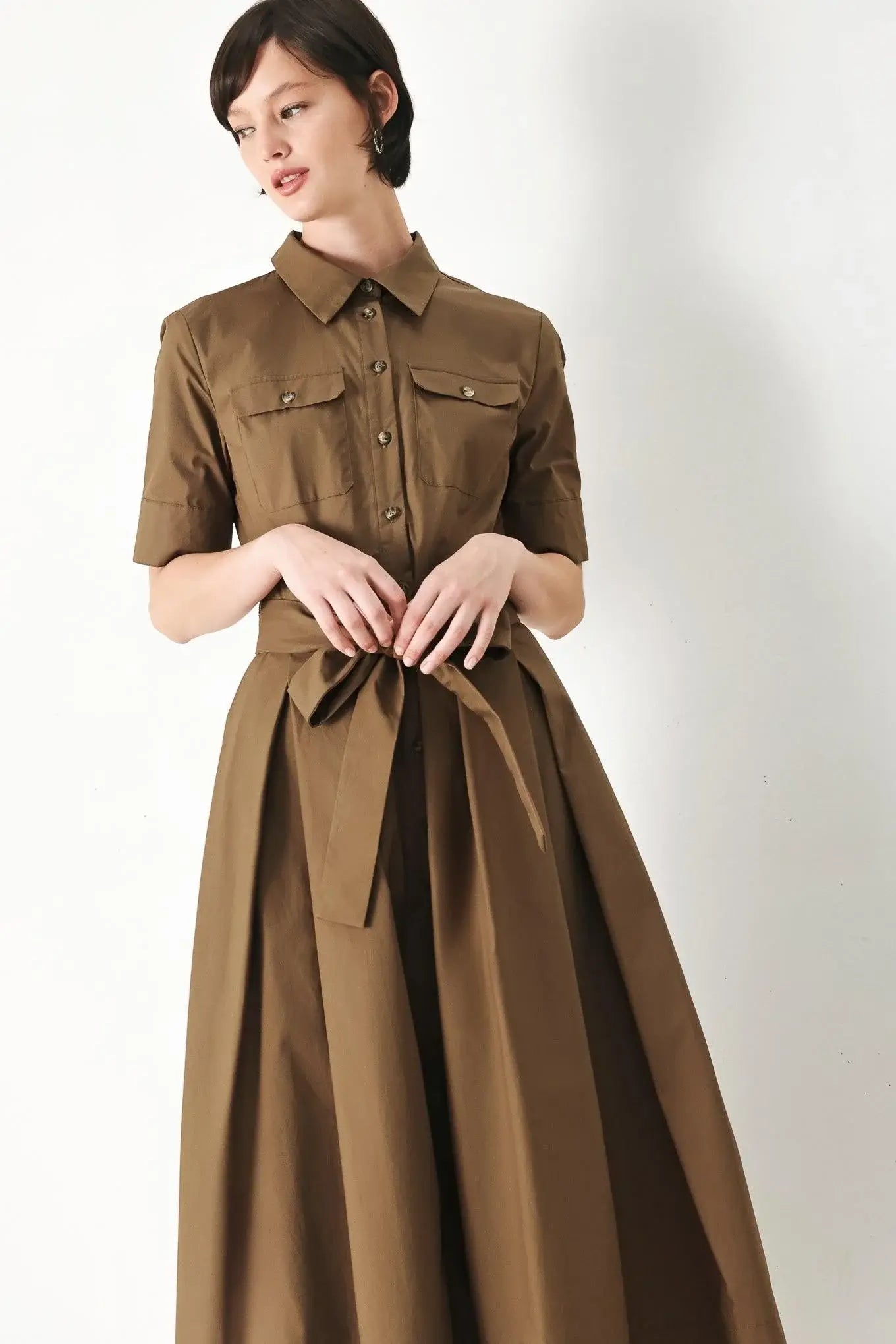 DESERT ICON WOVEN MIDI SHIRT DRESS - Flying Tomato - Flyclothing LLC