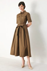 DESERT ICON WOVEN MIDI SHIRT DRESS - Flying Tomato - Flyclothing LLC