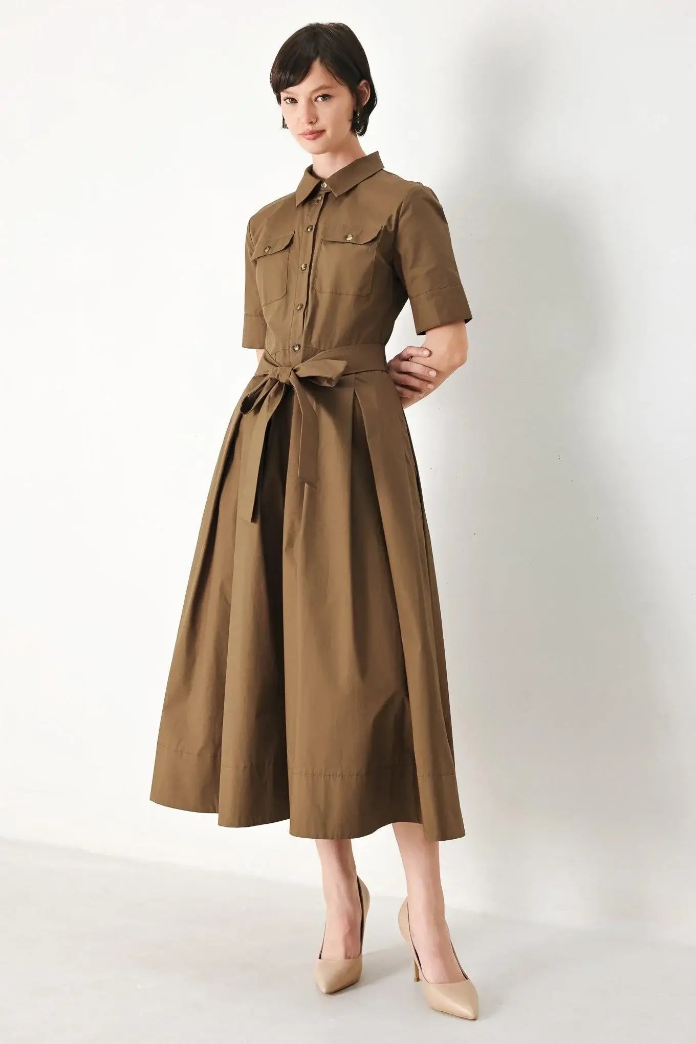 DESERT ICON WOVEN MIDI SHIRT DRESS - Flying Tomato - Flyclothing LLC