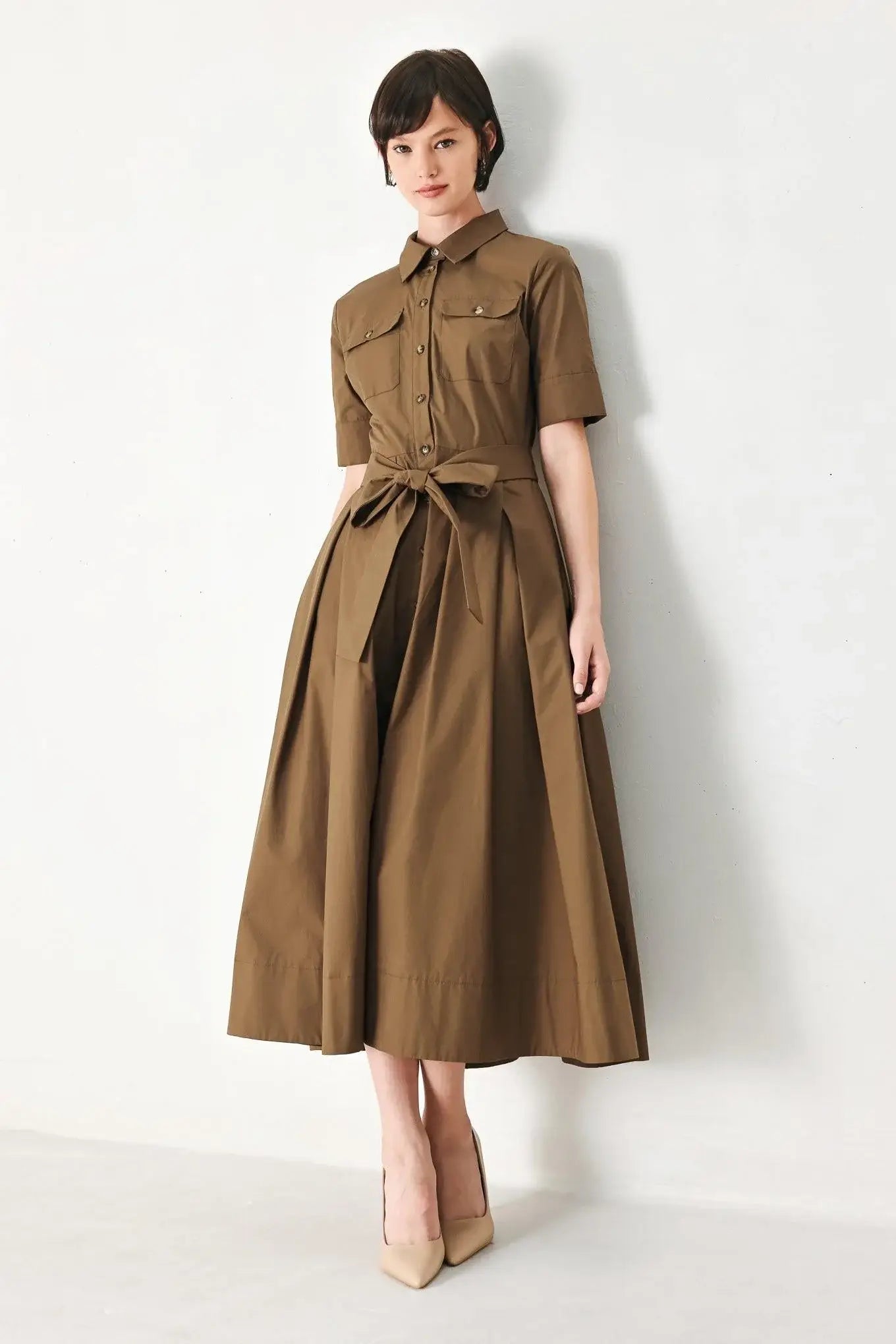 DESERT ICON WOVEN MIDI SHIRT DRESS - Flying Tomato - Flyclothing LLC