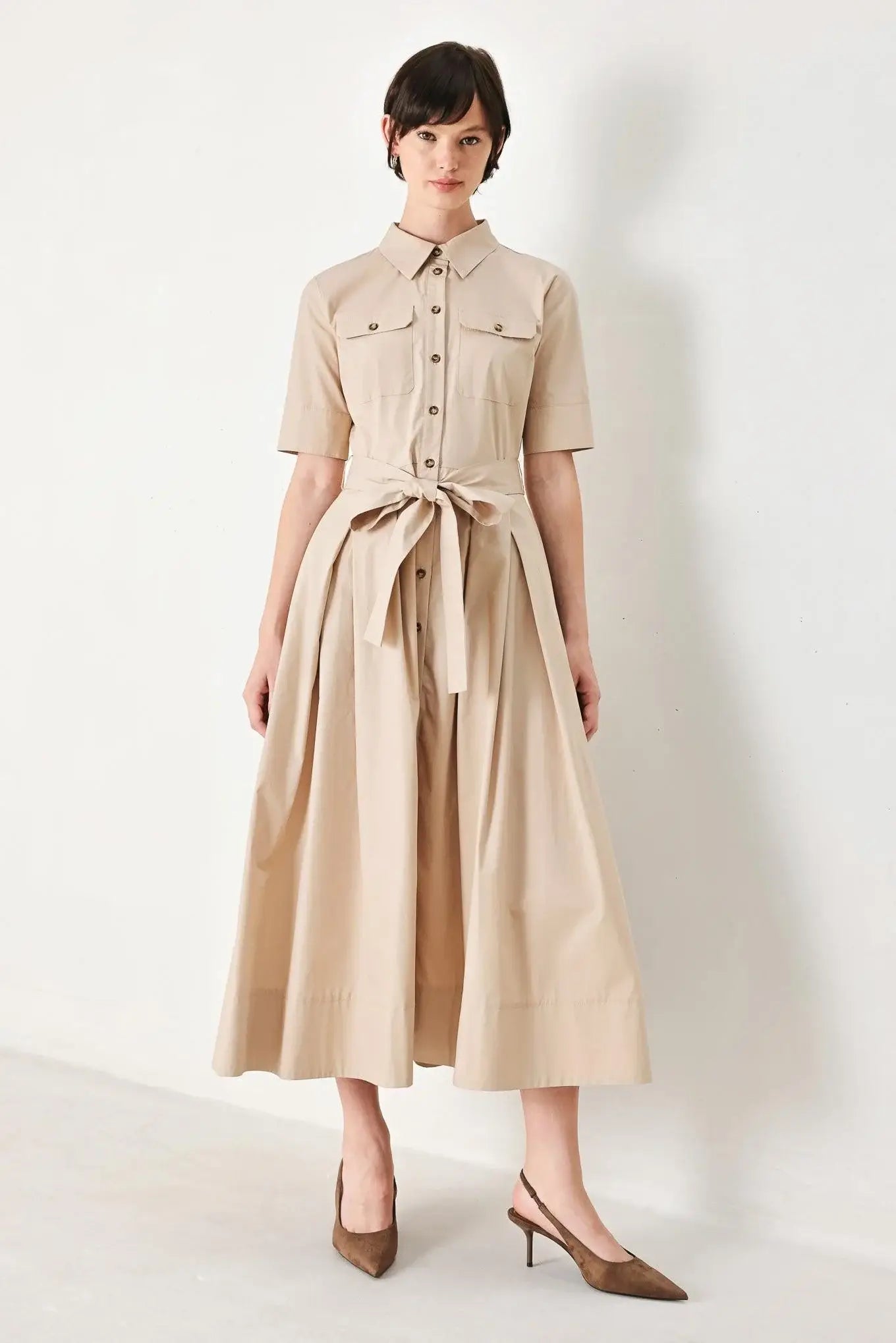 DESERT ICON WOVEN MIDI SHIRT DRESS - Flying Tomato - Flyclothing LLC