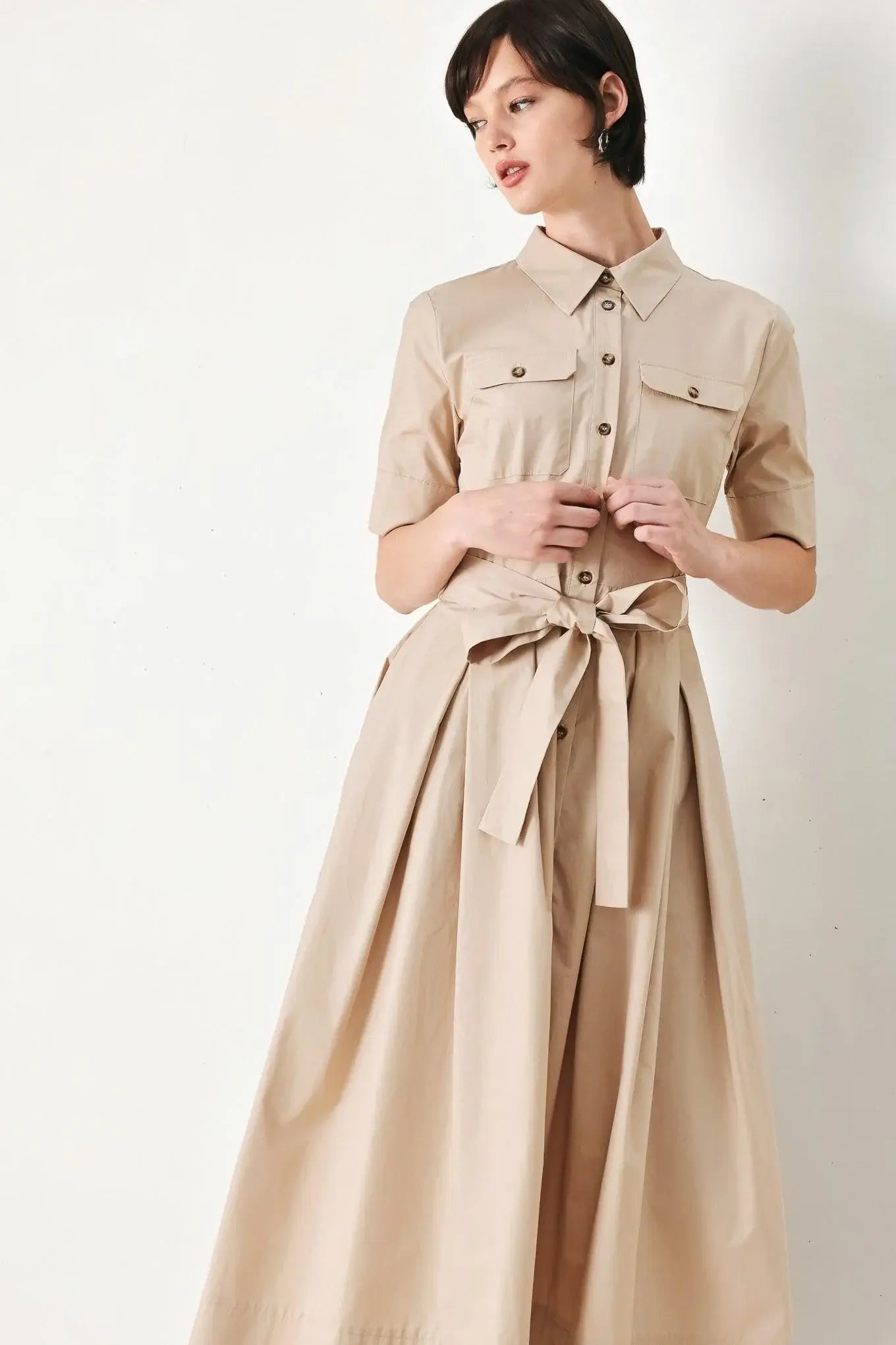 DESERT ICON WOVEN MIDI SHIRT DRESS - Flying Tomato - Flyclothing LLC