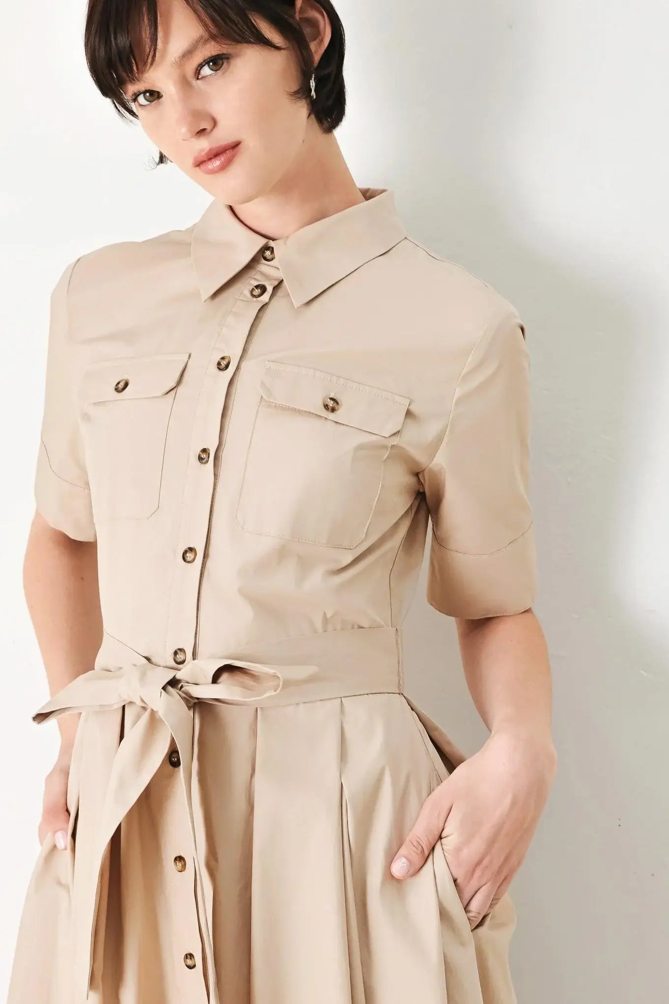 DESERT ICON WOVEN MIDI SHIRT DRESS - Flying Tomato - Flyclothing LLC