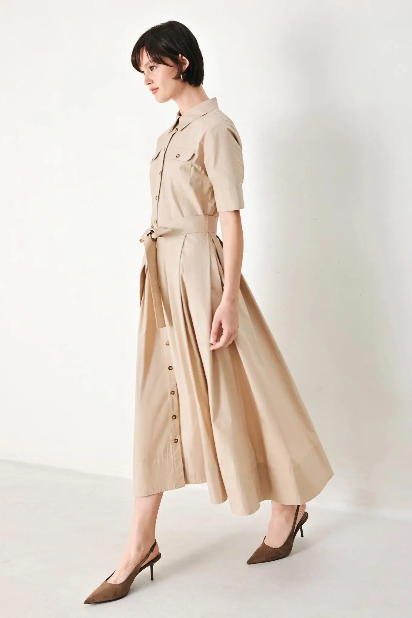 DESERT ICON WOVEN MIDI SHIRT DRESS - Flying Tomato - Flyclothing LLC