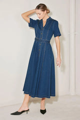 SATURN STREET DENIM MIDI DRESS - Flying Tomato - Flyclothing LLC