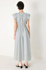 WHISPER STRIPE WOVEN MIDI DRESS - Flying Tomato - Flyclothing LLC
