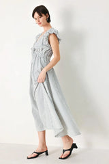 WHISPER STRIPE WOVEN MIDI DRESS - Flying Tomato - Flyclothing LLC
