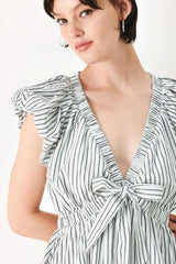 WHISPER STRIPE WOVEN MIDI DRESS - Flying Tomato - Flyclothing LLC