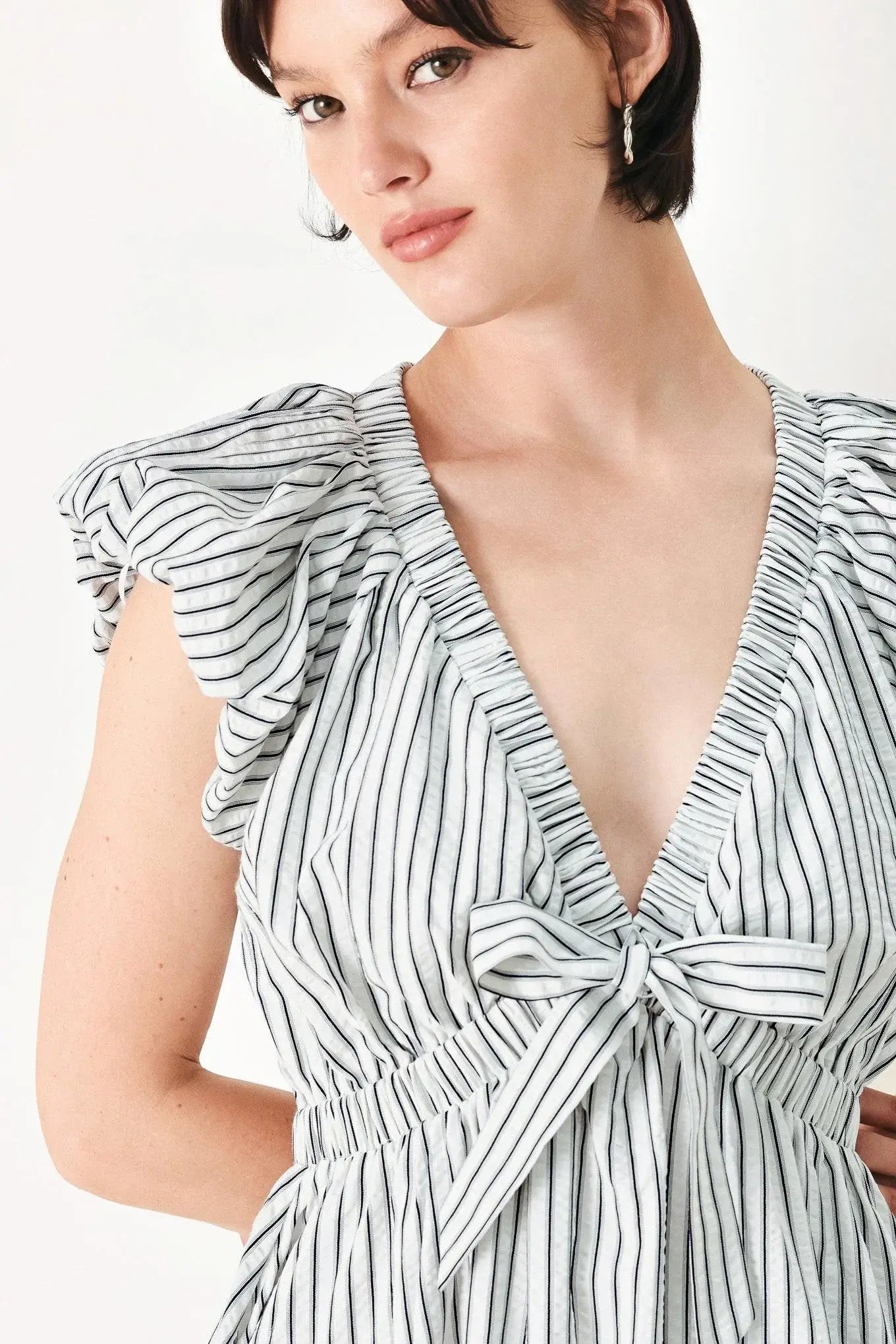 WHISPER STRIPE WOVEN MIDI DRESS - Flying Tomato - Flyclothing LLC