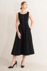 PARIS AFTER DARK WOVEN MIDI DRESS - Flying Tomato - Flyclothing LLC