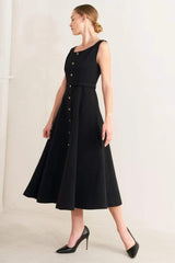 PARIS AFTER DARK WOVEN MIDI DRESS - Flying Tomato - Flyclothing LLC