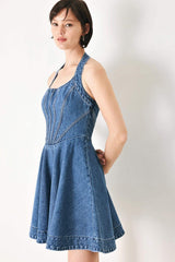 VINTAGE SHAPE DENIM MINI DRESS - Flying Tomato - Flyclothing LLC