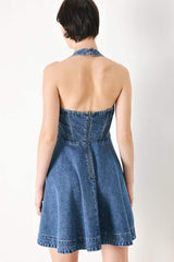 VINTAGE SHAPE DENIM MINI DRESS - Flying Tomato - Flyclothing LLC