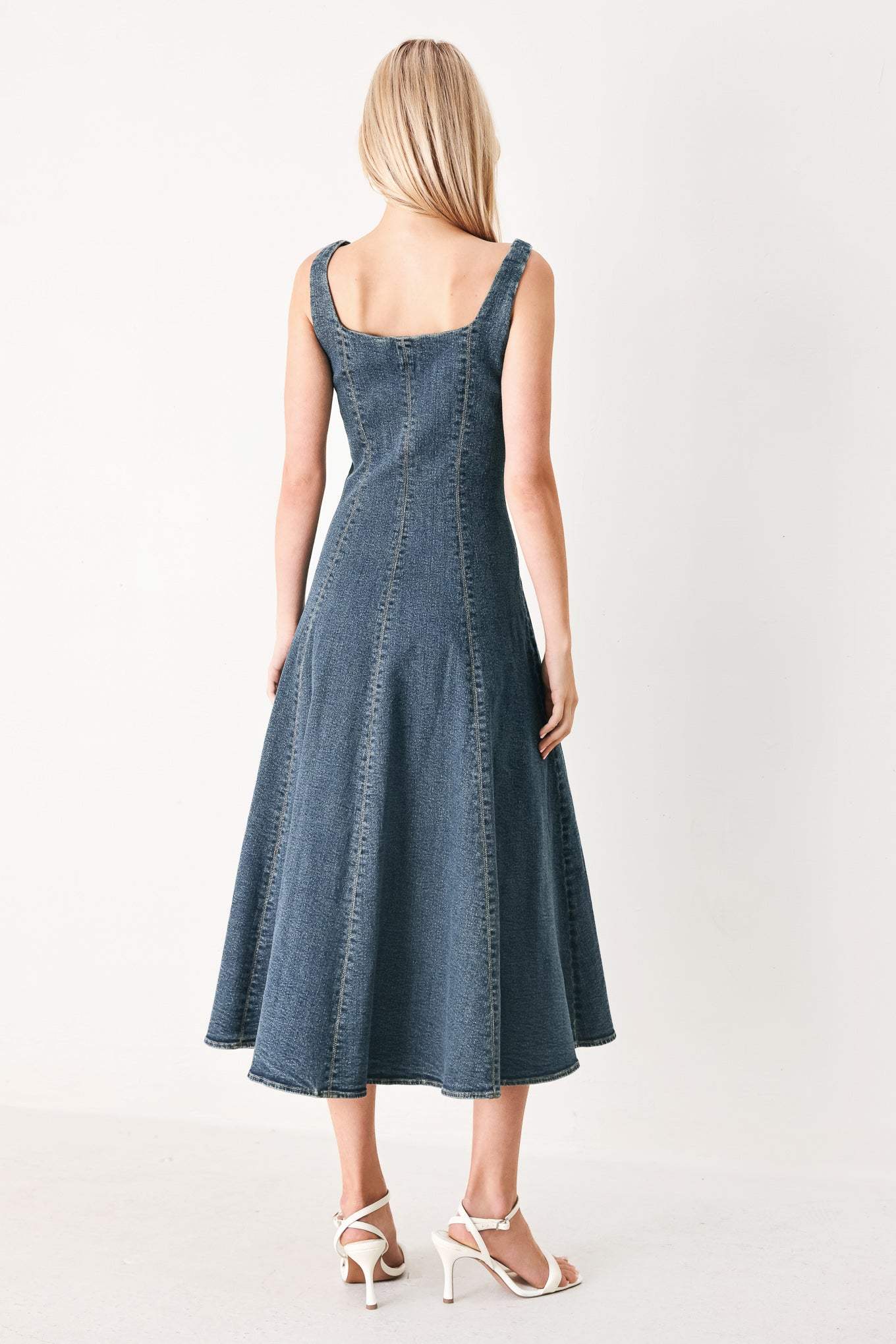 SHAPE OF BLUE DENIM MIDI DRESS - Flying Tomato - Flyclothing LLC