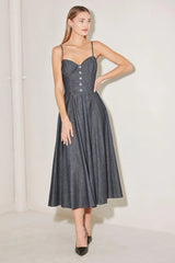 AFTER HOURS SERENADE DENIM MIDI DRESS - Flying Tomato - Flyclothing LLC